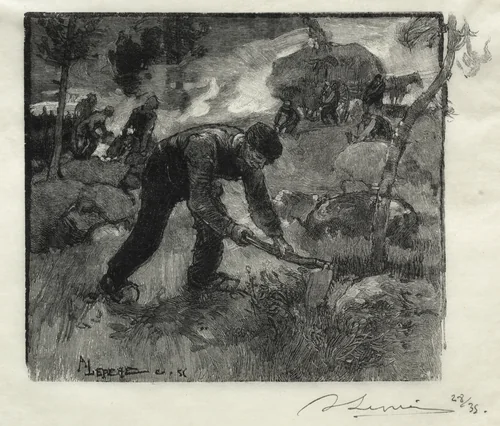 Arracheurs de bruyères by Auguste Louis Lepère, print, 1887