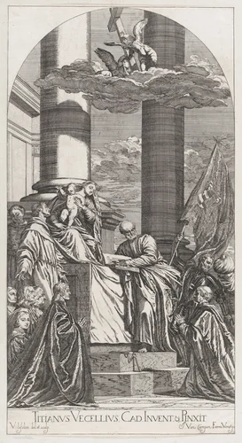 The Pesaro Madonna by Valentin Lefebvre, print, 1682