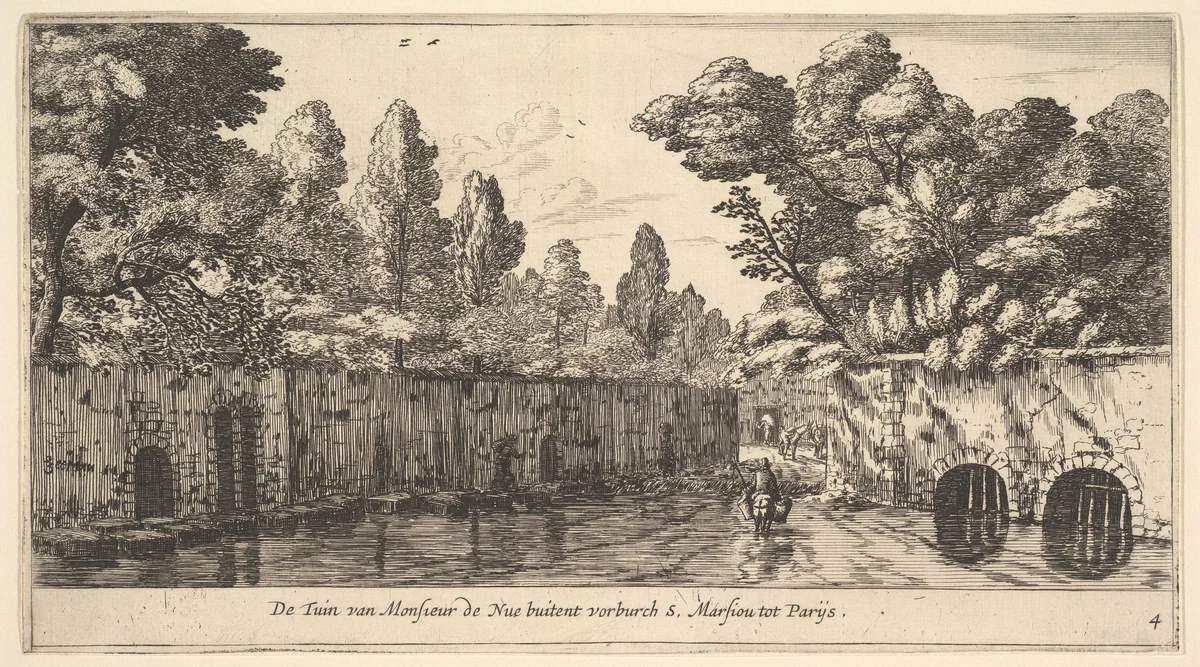 The Garden of M. de Nue Outside of the Suburb of S. Marceau near Paris by Reinier Nooms, print, 1635-1668