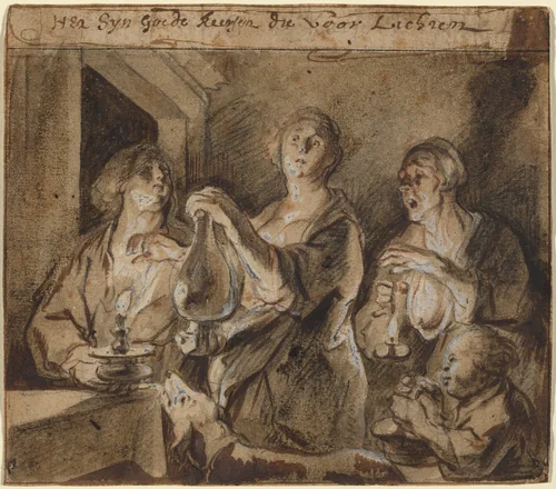 "It is good candles which light the way" by Jacob Jordaens, drawing, 1640-1650