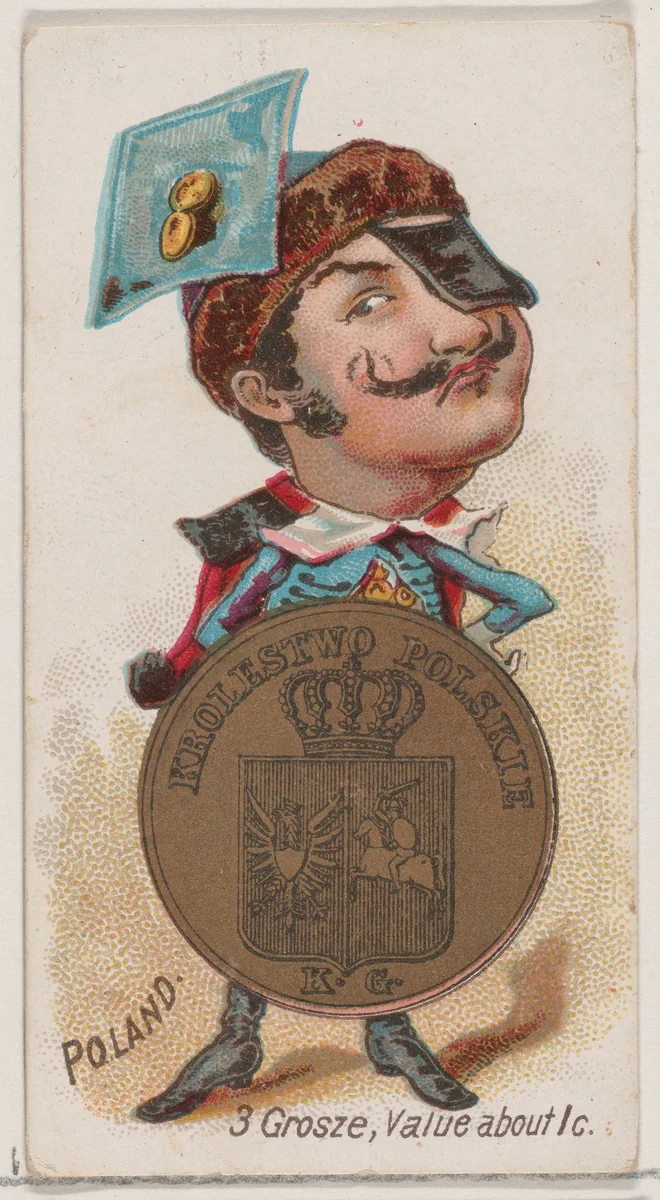Poland, 3 Grosze, from the series Coins of All Nations (N72, variation 1) for Duke brand cigarettes by W. Duke, Sons & Co., print, 1889