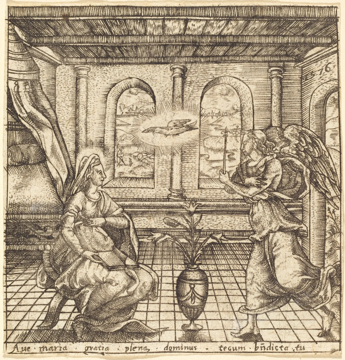 The Annunciation by Léonard Gaultier, print, 1576-1580