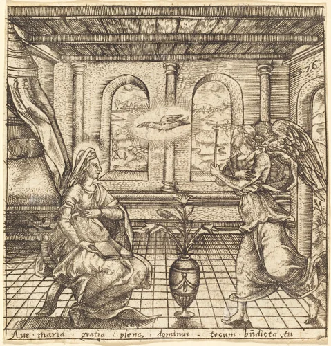 The Annunciation by Léonard Gaultier, print, 1576-1580