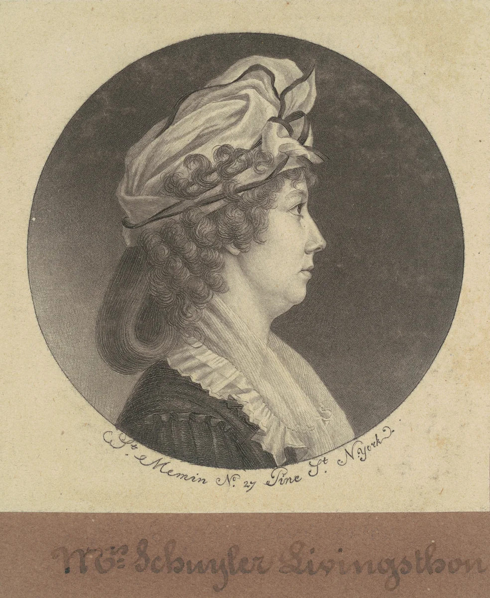 Eliza Barclay Livingston by Charles B. J. Févret de Saint-Mémin, print, 1797