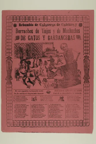 Noisy Assembly of Calavera Dandies and Old Drunks and Laborers and Garbanzo-Sellers by Manuel Manilla, print, 1850-1900