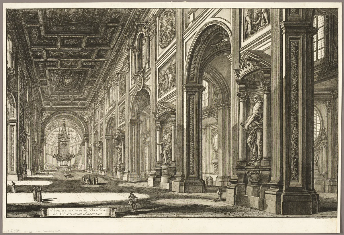 Interior view of the Basilica of St. John Lateran, from Views of Rome by Giovanni Battista Piranesi, print, 1768