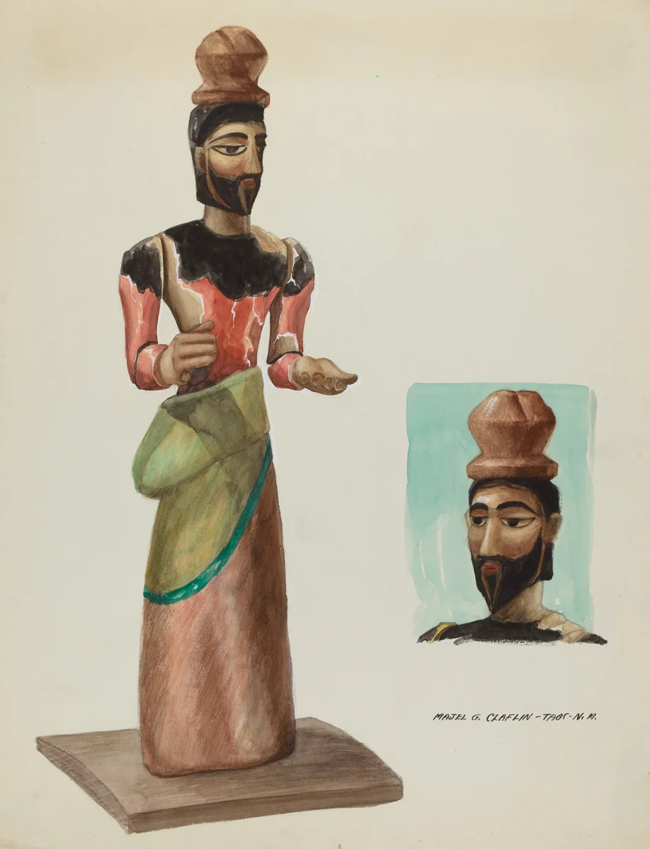 San Jose, Carved and Painted Wooden Santo by Majel G. Claflin, index of american design, 1937