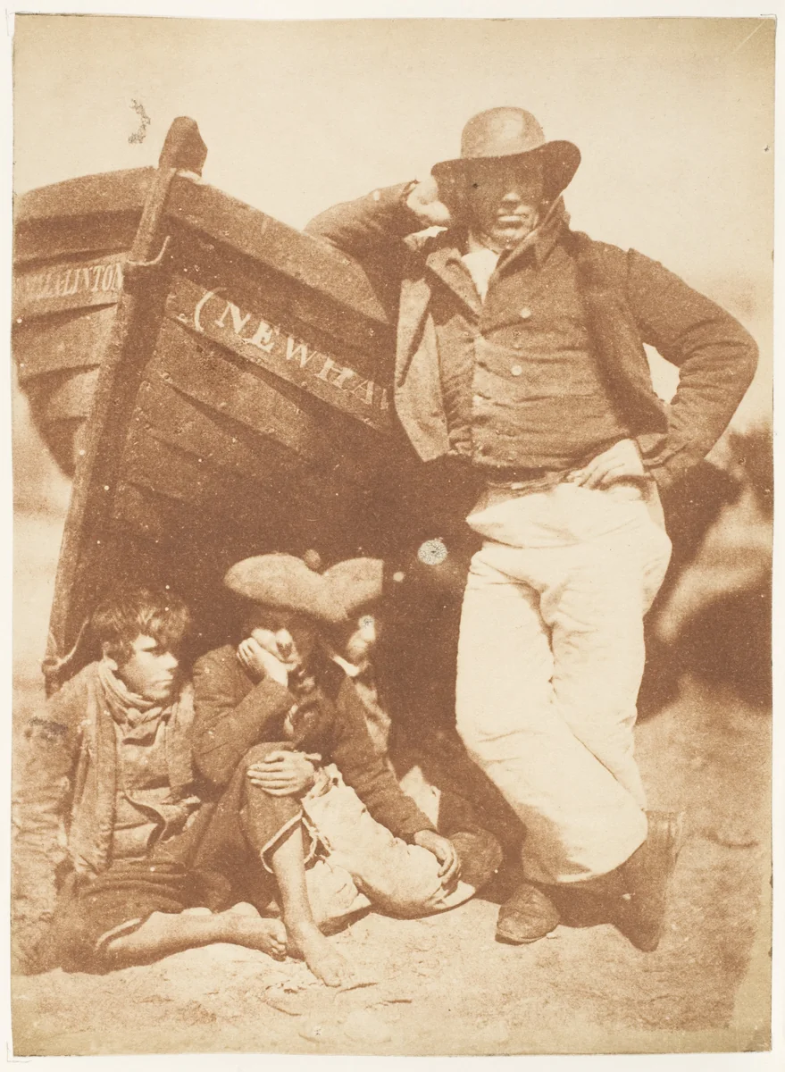 Newhaven Fisherman with Two Boys by Hill and Adamson, photograph, 1843-1847
