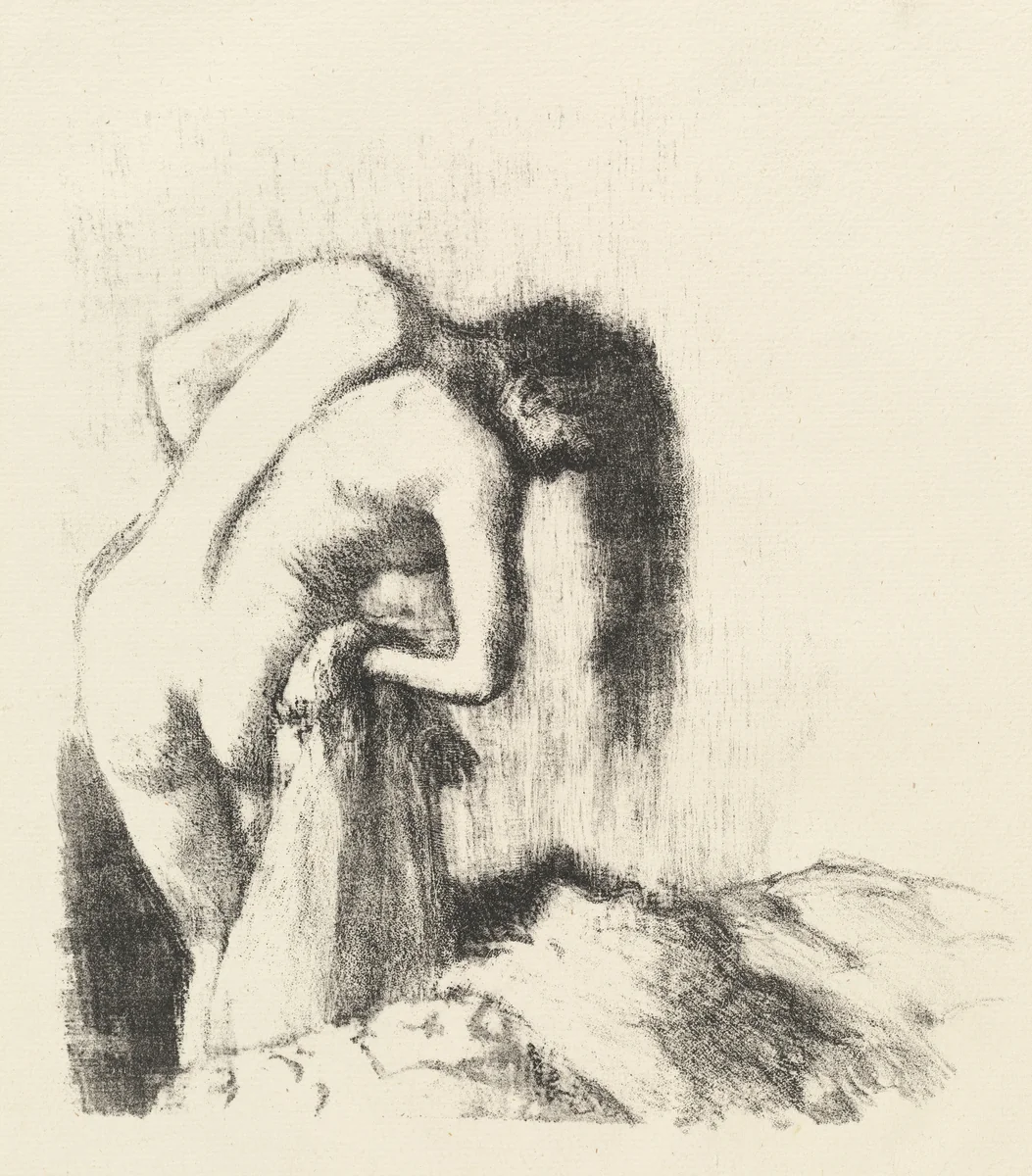 After the Bath (La sortie du bain (Petite planche)) by Edgar Degas, print, 1891