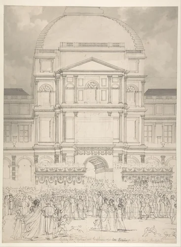 Crowd in Front of the Tuileries Palace During the Wedding of Napoleon to Marie-Louise of Austria by Charles Percier, drawing, 1810