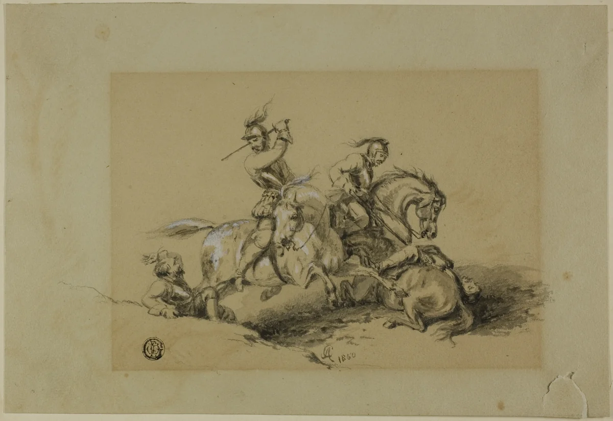 Cavaliers' Fight by Unknown Artist, drawing, 1800-1899