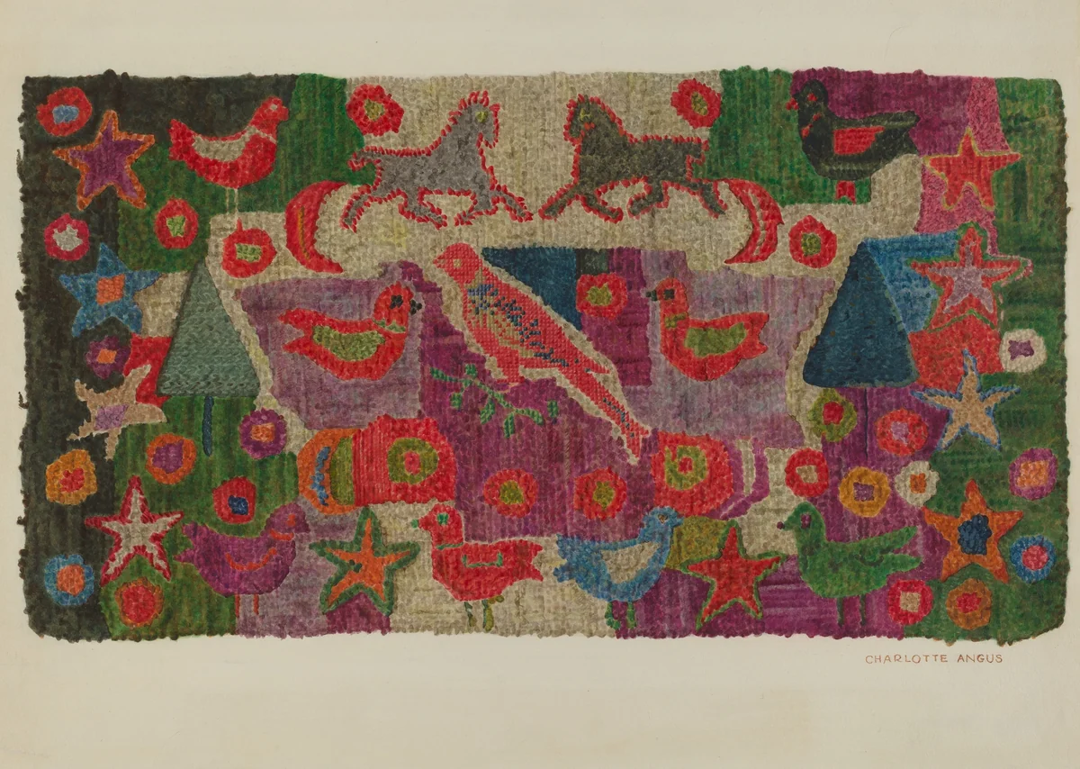 Hooked Rug by Charlotte Angus, index of american design, 1940