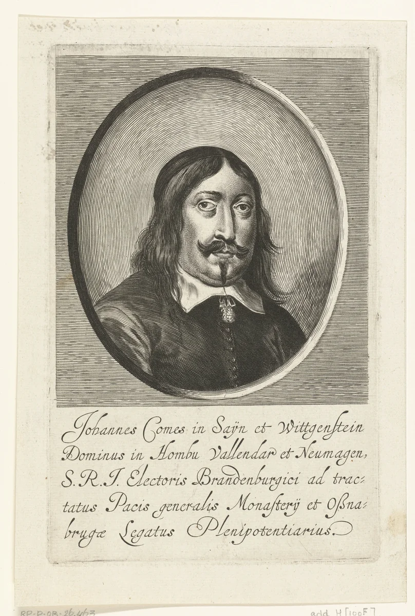 Portret van graaf Johan van Sayn-Wittgenstein by Pieter de Bailliu, print, 1623-1660