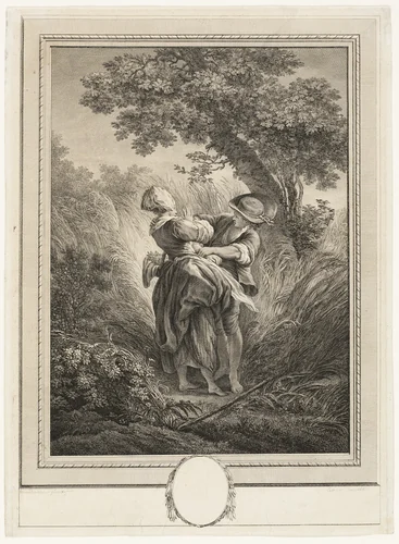 Dangerous Encounter by Jean Jacques Andre Le Veau, print, 1749-1785