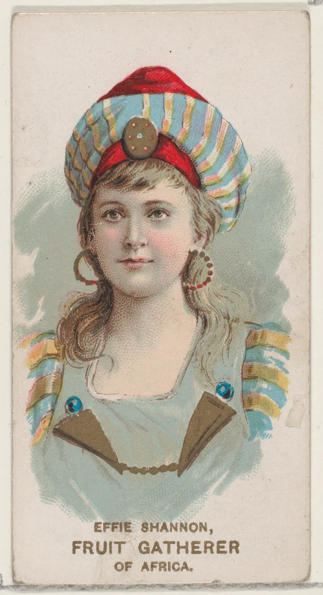 Effie Shannon Dressed as Fruit Gatherer of Africa, from the set Actors and Actresses, Second Series (N71) for Duke brand cigarettes by W. Duke, Sons & Co., print, 1888-1890