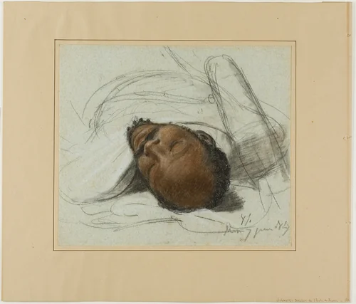 Head of a Fallen Soldier by Jean Victor Schnetz, drawing, 1847