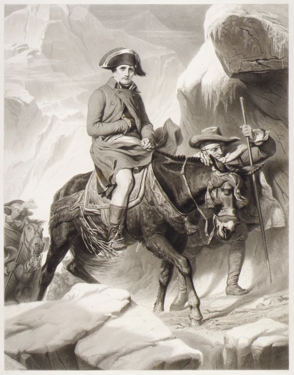 Napoleon Crossing the Alps by Alphonse François, print, 1851