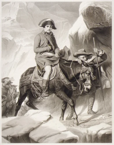 Napoleon Crossing the Alps by Alphonse François, print, 1851