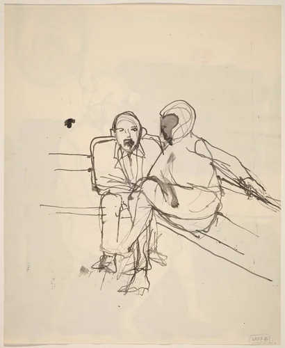 Untitled [a woman and a man seated together] [verso] by Richard Diebenkorn, drawing, 1955-1967