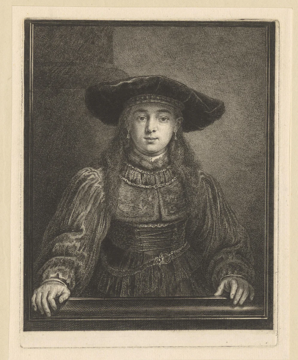 Meisje in een schilderijlijst by Georg Friedrich Schmidt, print, 1769