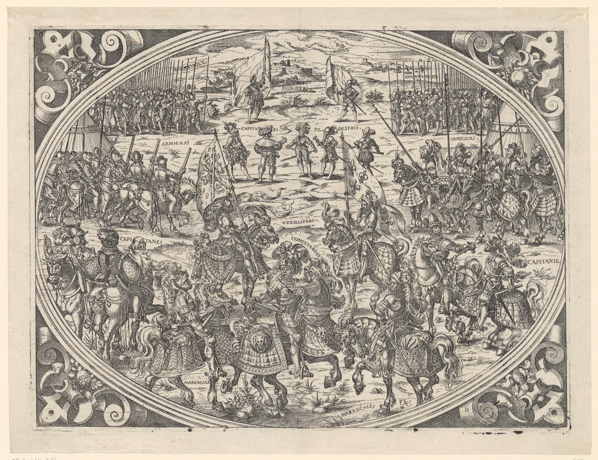 Militaire rangen by Unknown, print, 1579