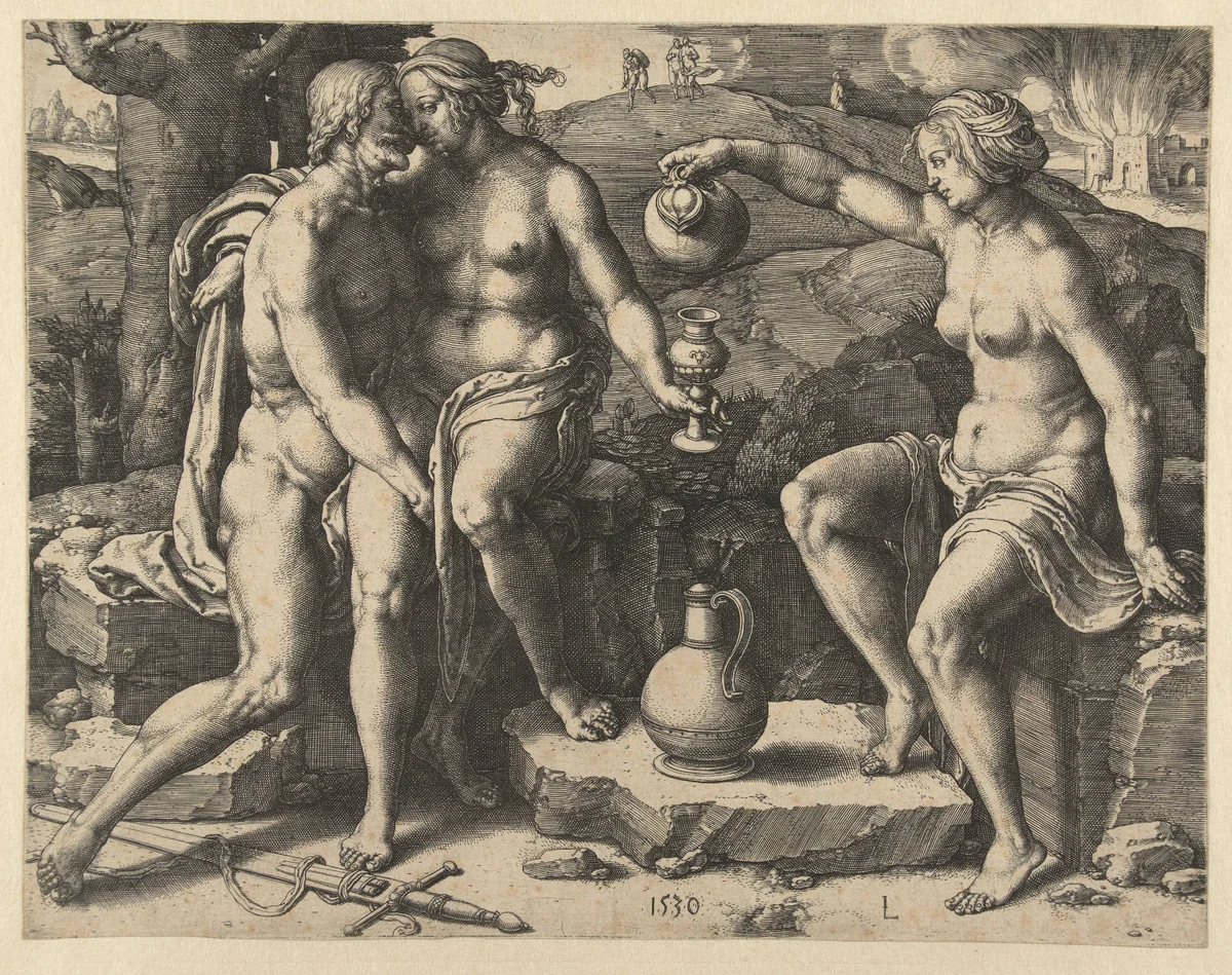 Lot en zijn dochters by Unknown, print, 1530