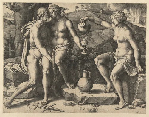 Lot en zijn dochters by Unknown, print, 1530