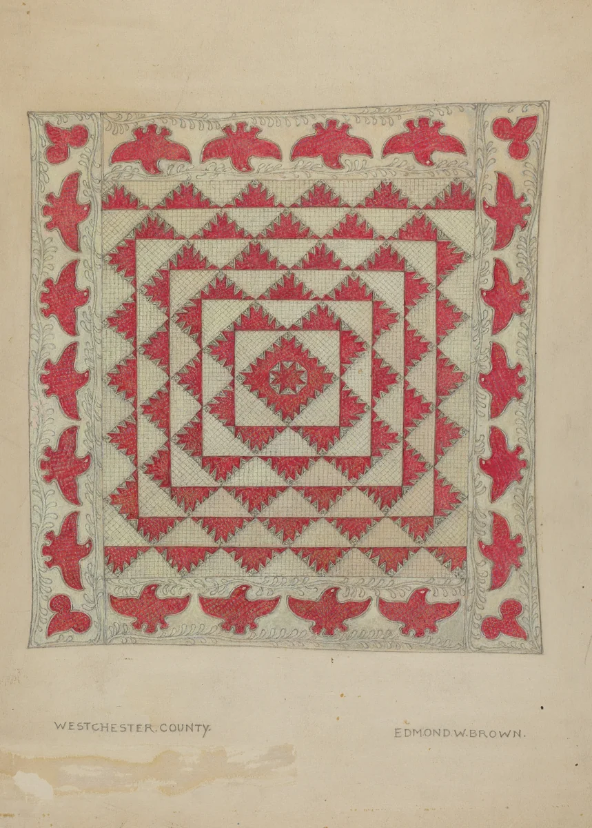 Patchwork Quilt by Edmond W. Brown, index of american design, 1935-1942