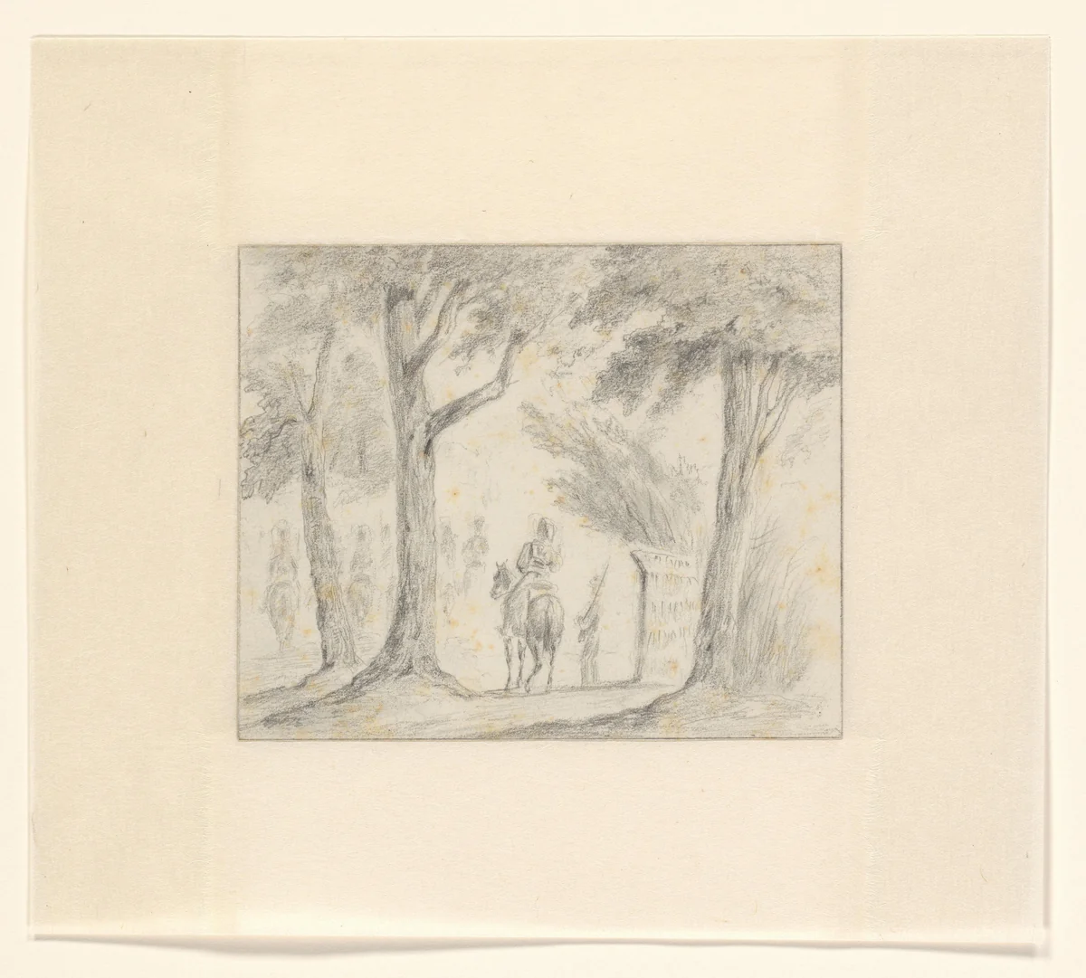 Cavalerie in een bos by Louis Charles Hora Siccama, drawing, 1817-1880