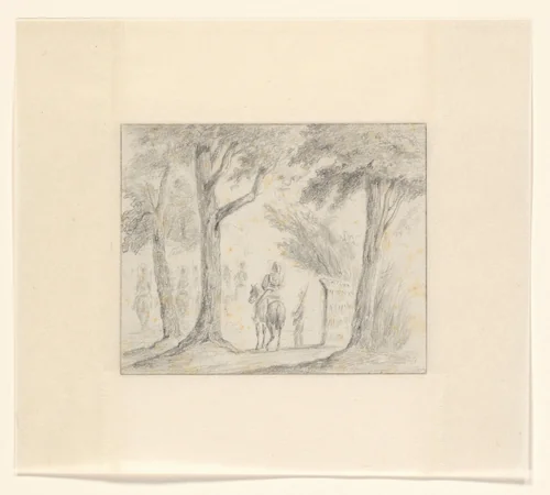 Cavalerie in een bos by Louis Charles Hora Siccama, drawing, 1817-1880