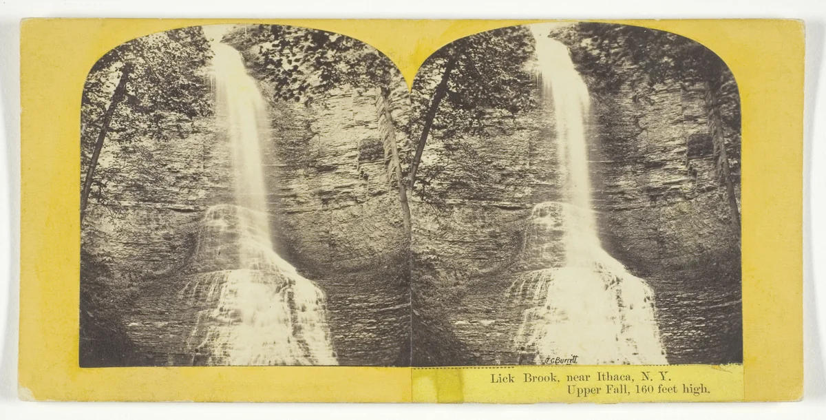 Lick Brook, near Ithaca, N.Y. Upper Falls, 160 feet high by J. C. Burritt, photograph, 1860-1865