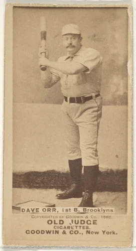 Dave Orr, 1st Base, Brooklyn Bridegrooms, from the Old Judge series (N172) for Old Judge Cigarettes by Goodwin & Company, photograph, 1888