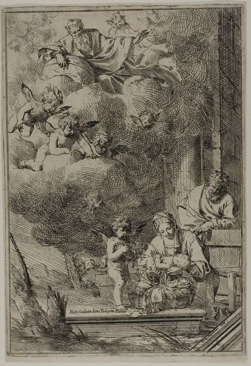 Holy Family by Giulio Carpioni, print, 1633-1678