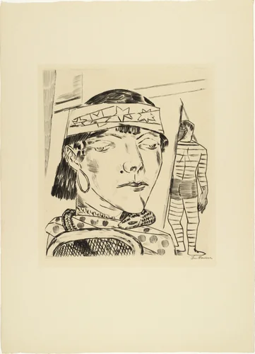Snake Lady (Schlangendame) from Annual Fair (Jahrmarkt) by Max Beckmann, print, 1921