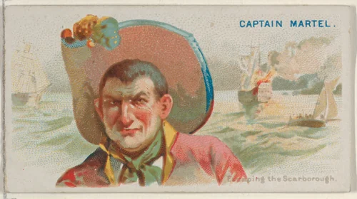 Captain Martel, Escaping the Scarborough, from the Pirates of the Spanish Main series (N19) for Allen & Ginter Cigarettes by Allen & Ginter, print, 1886-1891