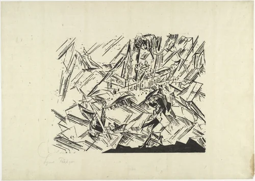 Baltic Steamer (Ostsee Dampfer) by Lyonel Feininger, print, 1918