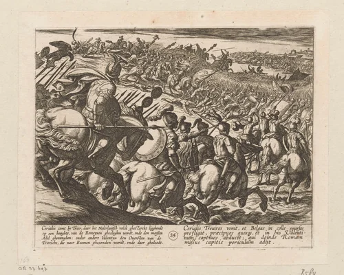 Bataven bij Trier verslagen door Cerialis, 69-70 by Antonio Tempesta, print, 1612
