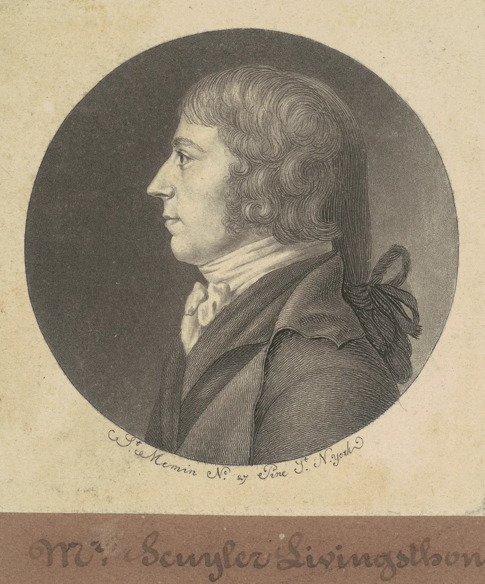 Peter Schuyler Livingston by Charles B. J. Févret de Saint-Mémin, print, 1797