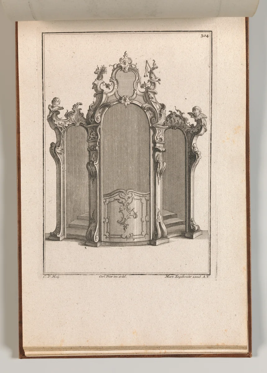 Design for a Confessional, Plate 3 from an Untitled Series of Designs for Confessionals by Carl Pier, book, 1745-1755