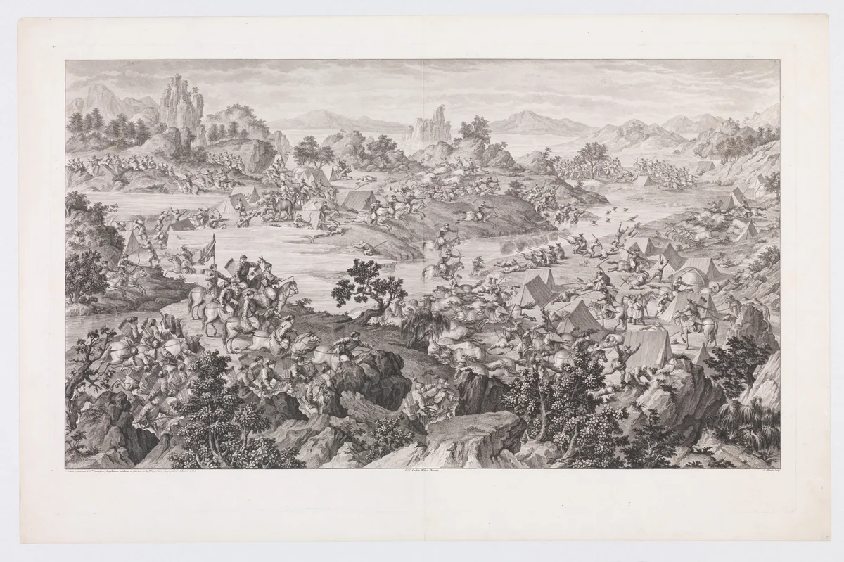 The Combat of Khurungui by Jacques Aliamet, print, 1774