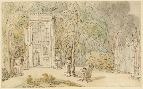 Solitude at Strawberry Hill by Thomas Rowlandson, painting, 1817-1827