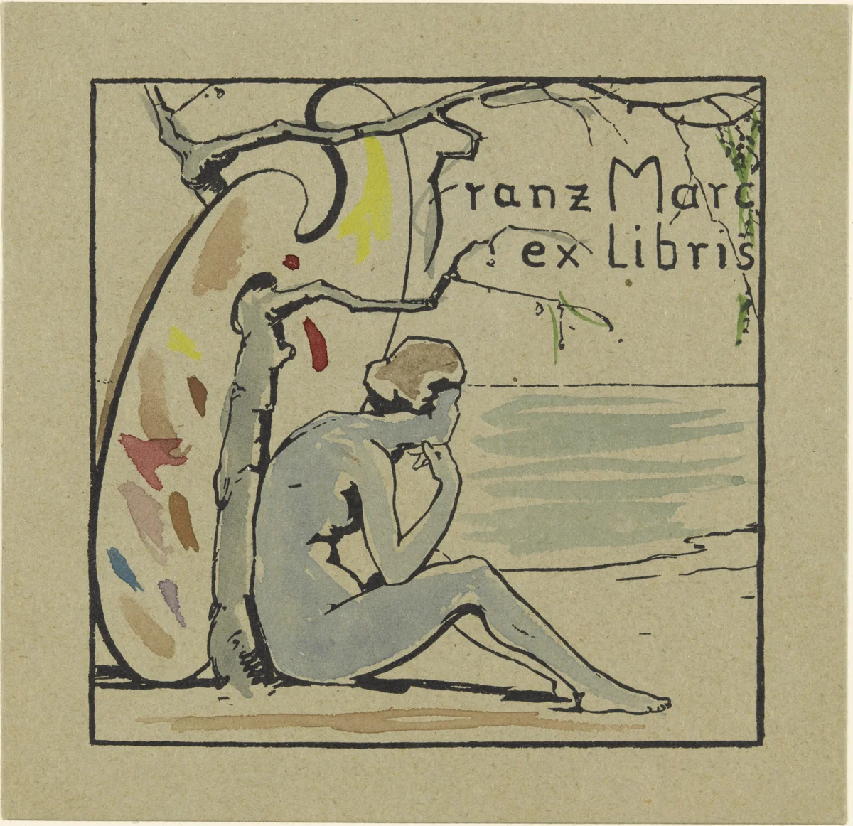 Book Plate Franz Marc II (Ex Libris Franz Marc II) by Franz Marc, print, 1905