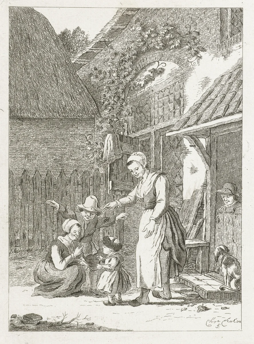 Eerste stapjes van een kind by Pieter de Mare, print, 1779