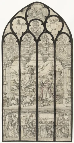 Verschijning van de engel aan Joachim by anonymous, drawing, 1500-1549