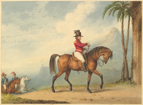 Sir John Floyd on horseback by Richard Westall, drawing, 1800-1814