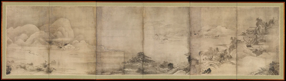 Eight Views of Ōmi (Ōmi hakkei) by Soga Shōhaku (曾我 蕭白), painting, 1762-1766