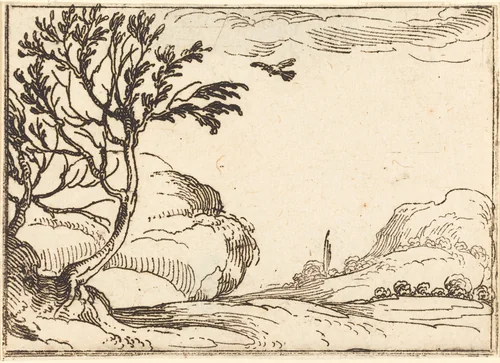 Turtle Dove Flying in the Desert by Jacques Callot, print, 1592-1635