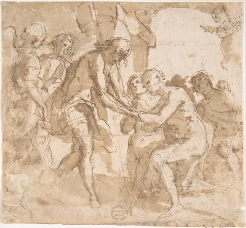 Descent of Christ into Limbo by anonymous, drawing, 1500-1600