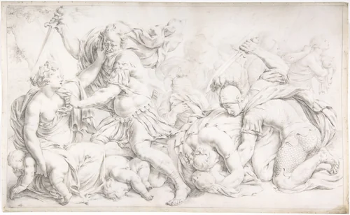 Massacre of the Innocents by Willem van Mieris, drawing, 1680-1747