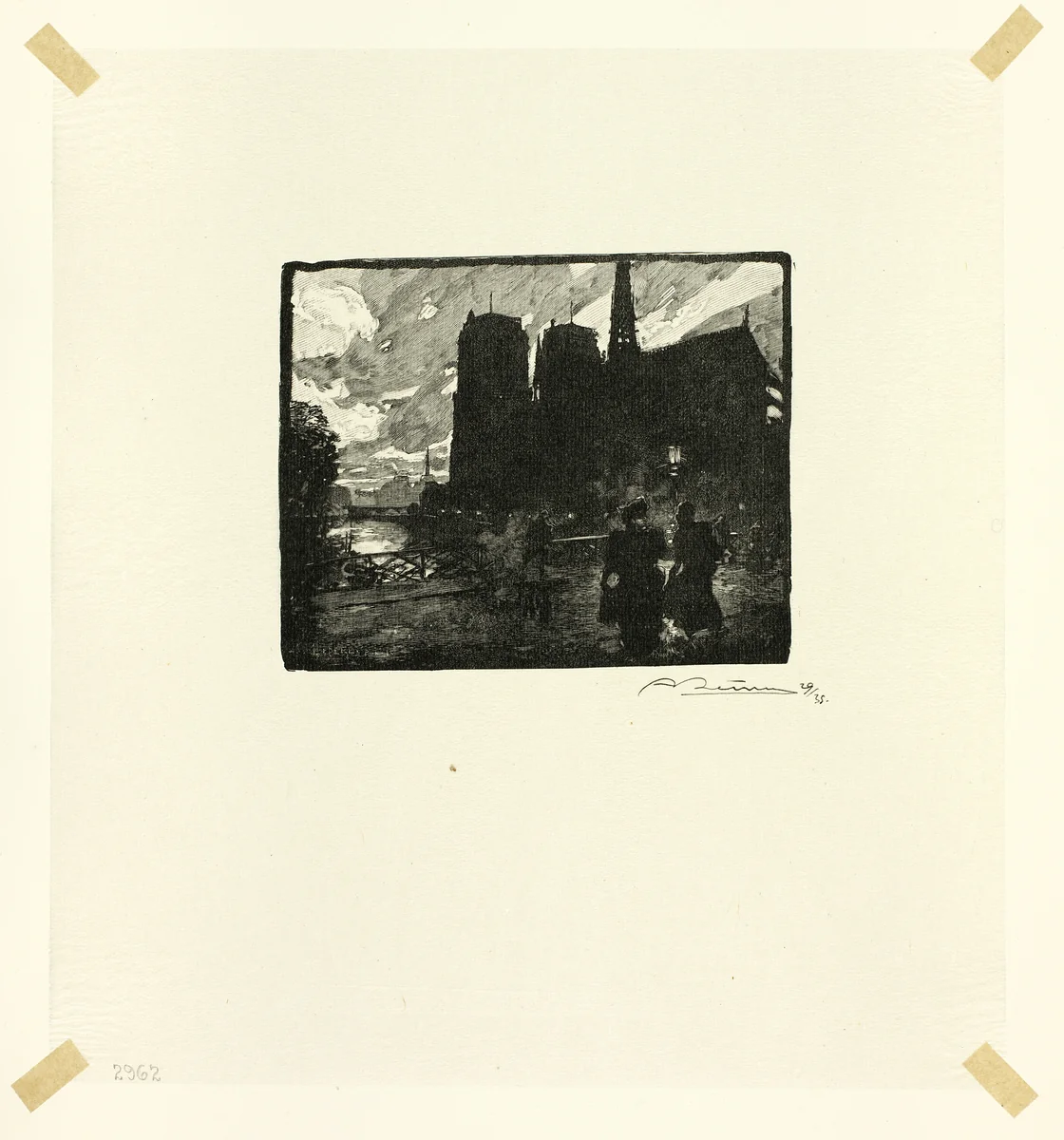 Notre-Dame, Evening, plate eight from Le Long de la Seine et des Boulevards by Louis Auguste Lepère, print, 1890